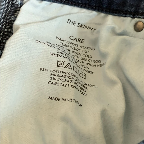 ANN TAYLOR Jeans Skinny Size 12 Dark Wash Metallic Stripe - Picture 8 of 8